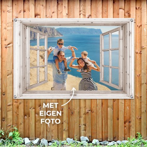 Een tuinposter met eigen foto als doorkijkje