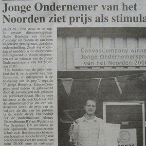 Krantenartikel jonge ondernemer van het noorden ziet prijs als stimulans